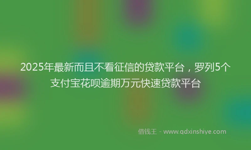 2025年最新而且不看征信的贷款平台，罗列5个支付宝花呗逾期万元快速贷款平台