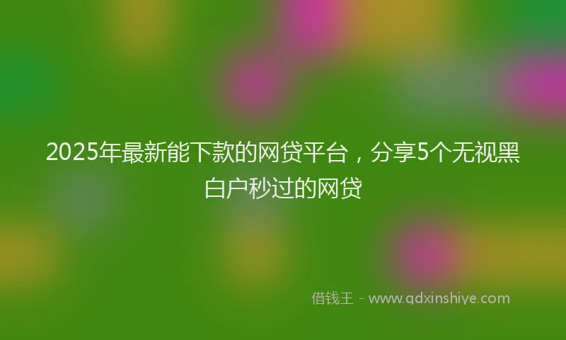 2025年最新能下款的网贷平台，分享5个无视黑白户秒过的网贷