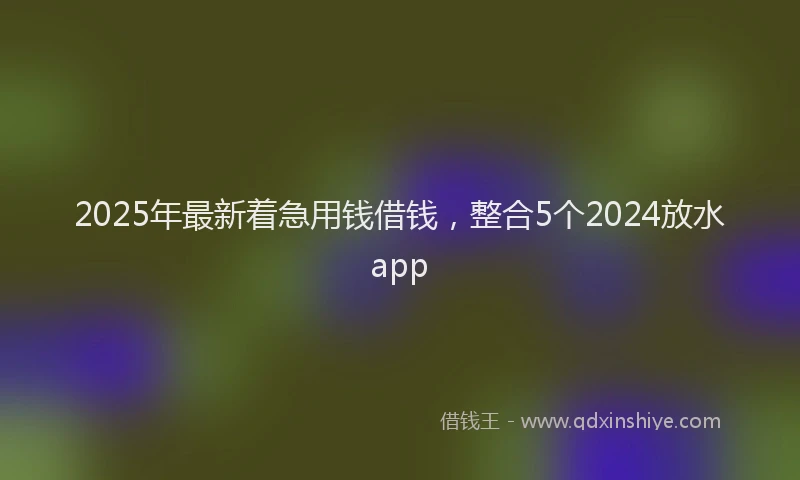 2025年最新着急用钱借钱，整合5个2024放水app