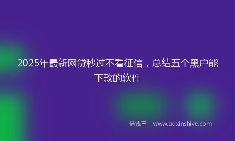 2025年最新网贷秒过不看征信，总结五个黑户能下款的软件