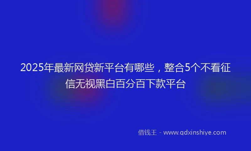 2025年最新网贷新平台有哪些，整合5个不看征信无视黑白百分百下款平台