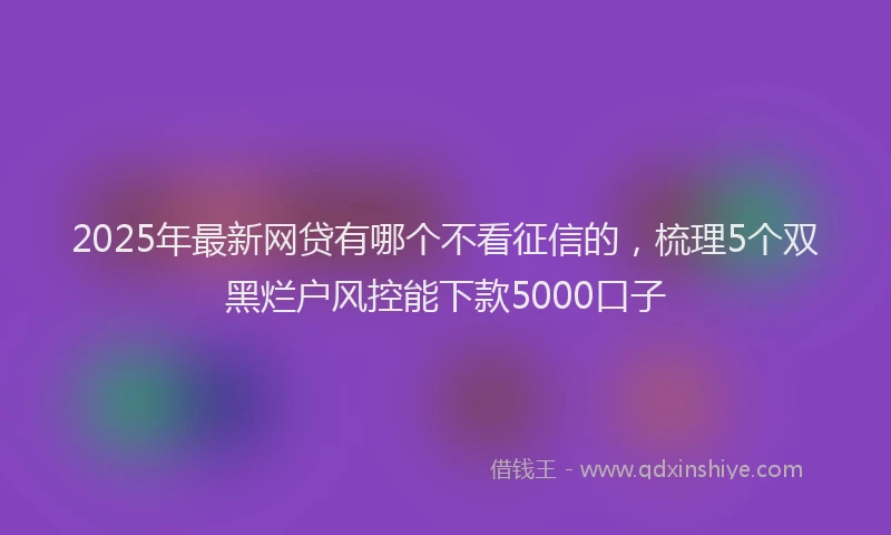 2025年最新网贷有哪个不看征信的，梳理5个双黑烂户风控能下款5000口子
