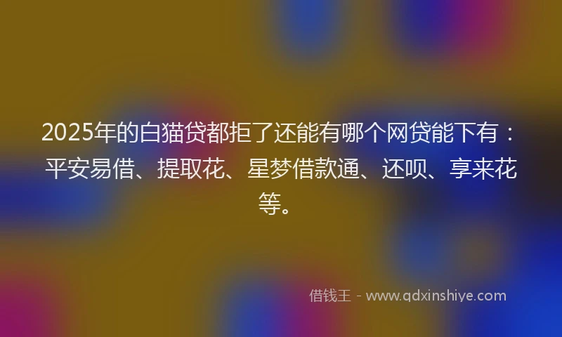 2025年的白猫贷都拒了还能有哪个网贷能下有：平安易借、提取花、星梦借款通、还呗、享来花等。