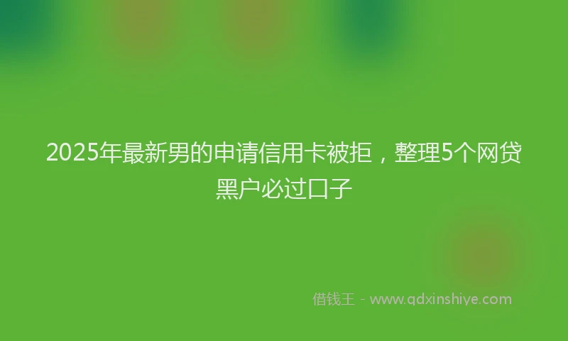 2025年最新男的申请信用卡被拒，整理5个网贷黑户必过口子