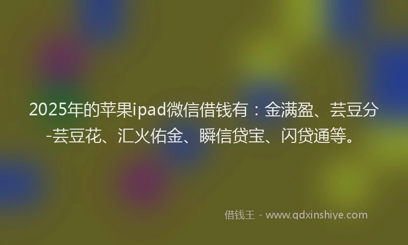 2025年的苹果ipad微信借钱有：金满盈、芸豆分-芸豆花、汇火佑金、瞬信贷宝、闪贷通等。