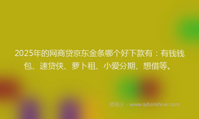 2025年的网商贷京东金条哪个好下款有：有钱钱包、速贷侠、萝卜租、小爱分期、想借等。