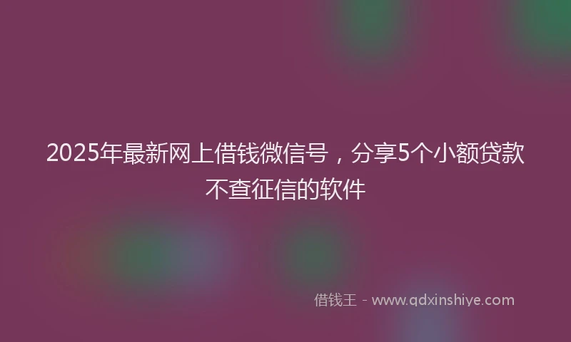 2025年最新网上借钱微信号，分享5个小额贷款不查征信的软件