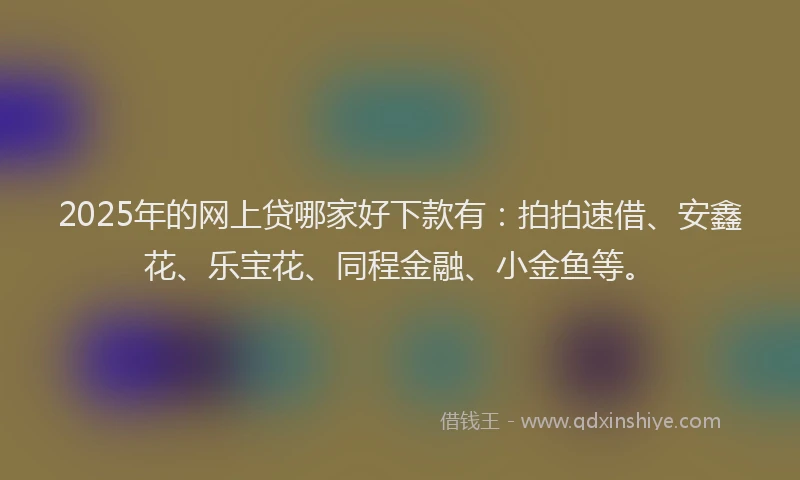 2025年的网上贷哪家好下款有：拍拍速借、安鑫花、乐宝花、同程金融、小金鱼等。