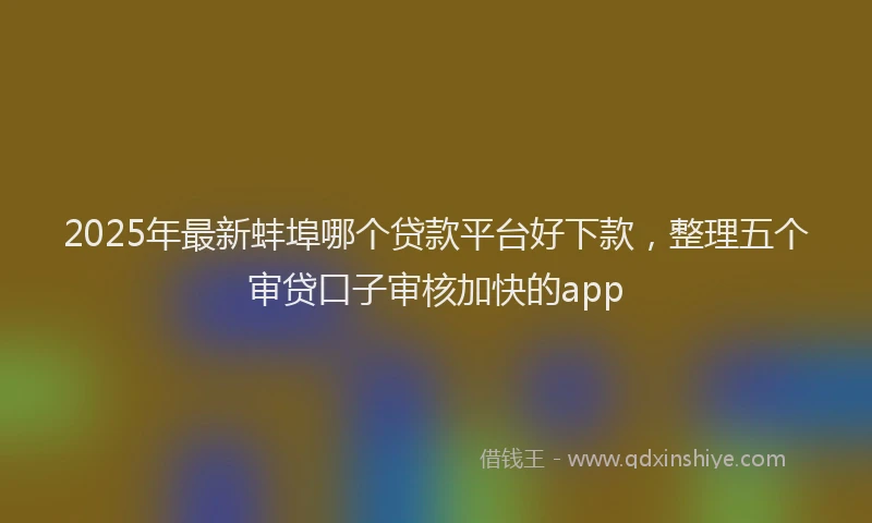2025年最新蚌埠哪个贷款平台好下款，整理五个审贷口子审核加快的app