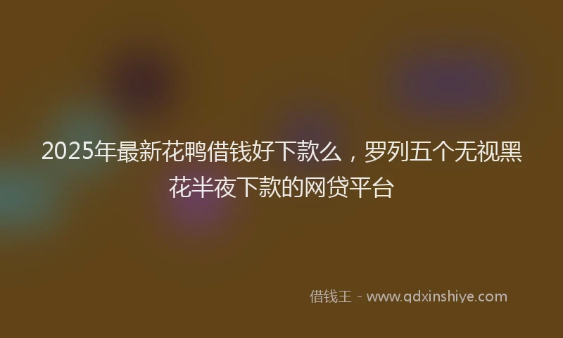 2025年最新花鸭借钱好下款么，罗列五个无视黑花半夜下款的网贷平台