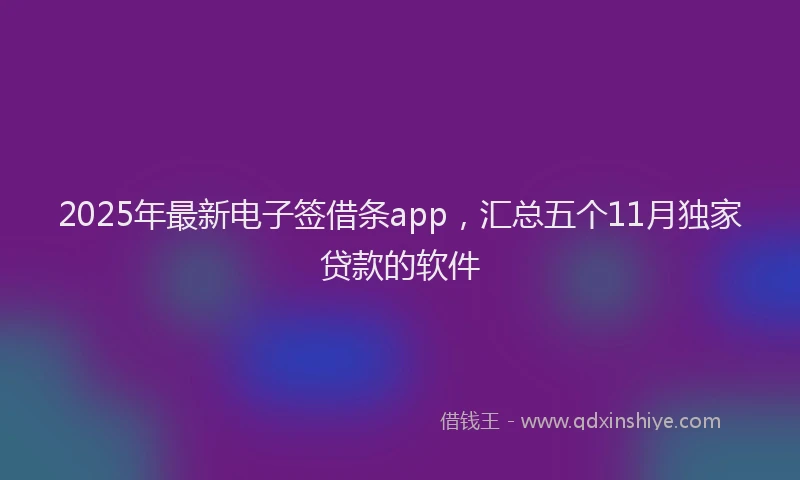 2025年最新电子签借条app，汇总五个11月独家贷款的软件