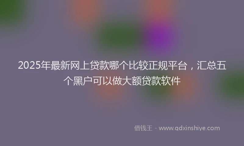 2025年最新网上贷款哪个比较正规平台，汇总五个黑户可以做大额贷款软件