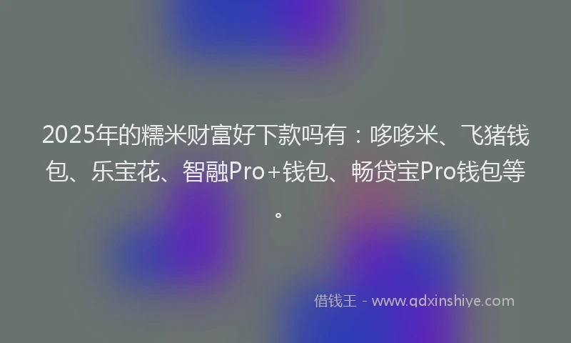 2025年的糯米财富好下款吗有：哆哆米、飞猪钱包、乐宝花、智融Pro+钱包、畅贷宝Pro钱包等。