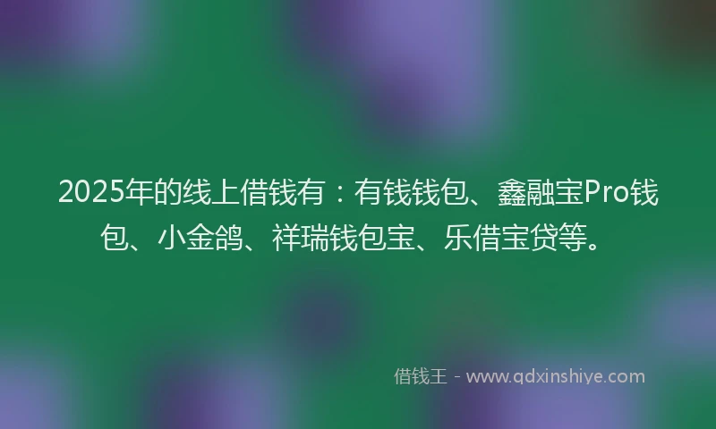 2025年的线上借钱有：有钱钱包、鑫融宝Pro钱包、小金鸽、祥瑞钱包宝、乐借宝贷等。