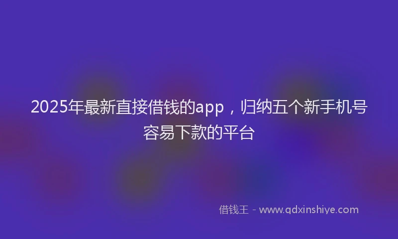2025年最新直接借钱的app，归纳五个新手机号容易下款的平台
