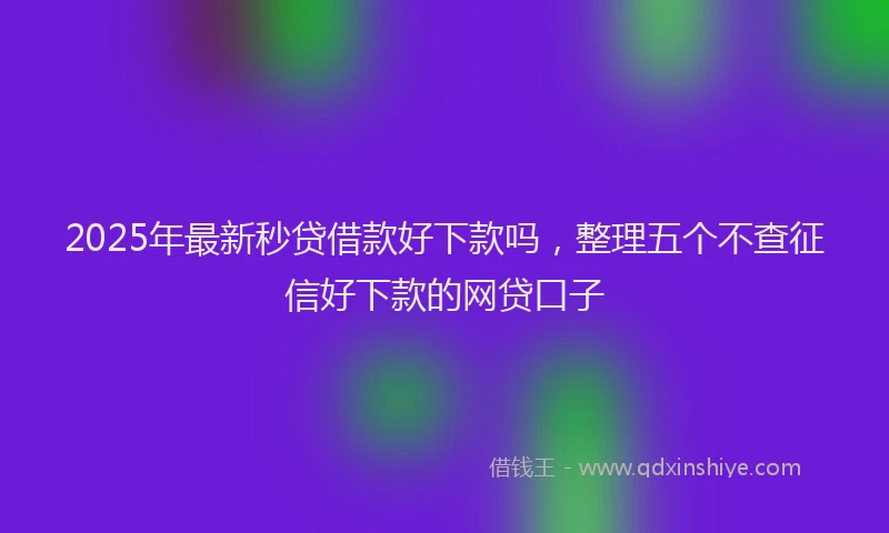 2025年最新秒贷借款好下款吗，整理五个不查征信好下款的网贷口子