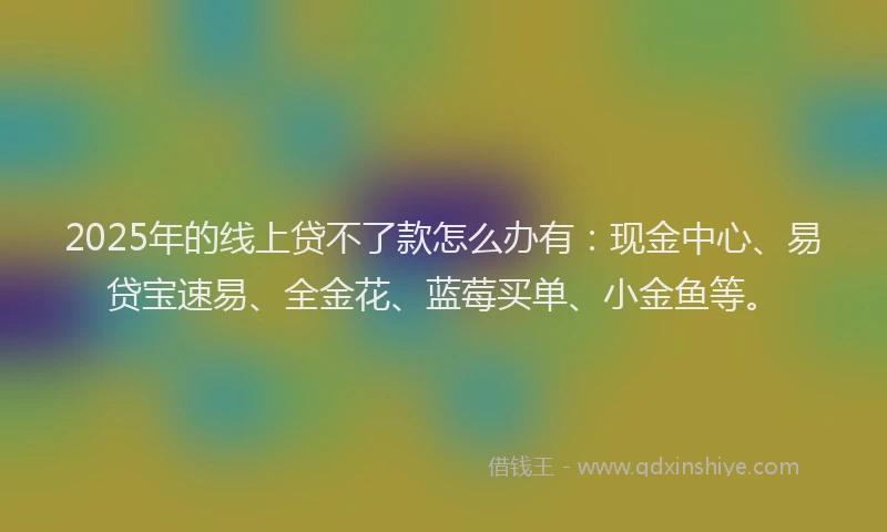 2025年的线上贷不了款怎么办有：现金中心、易贷宝速易、全金花、蓝莓买单、小金鱼等。