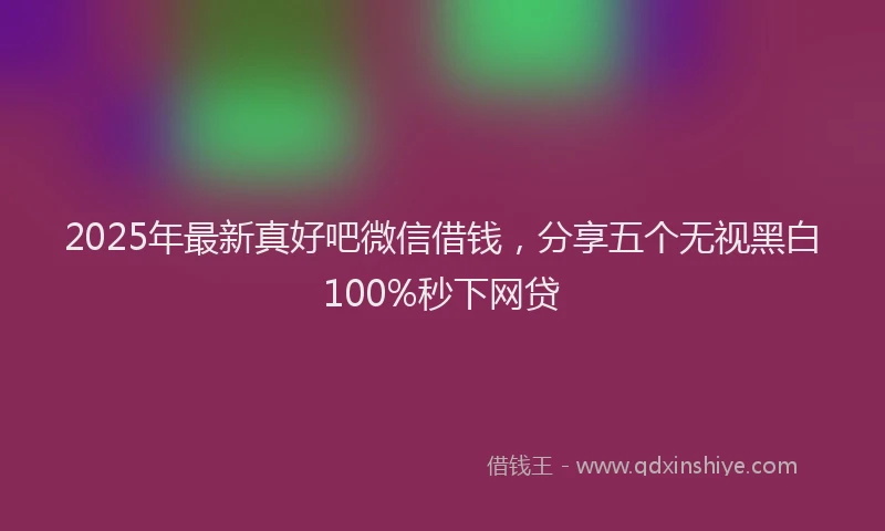 2025年最新真好吧微信借钱，分享五个无视黑白100%秒下网贷