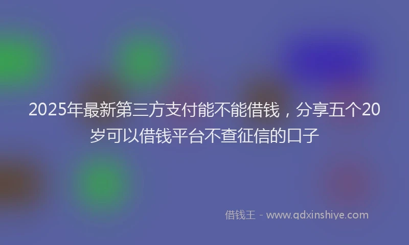 2025年最新第三方支付能不能借钱，分享五个20岁可以借钱平台不查征信的口子