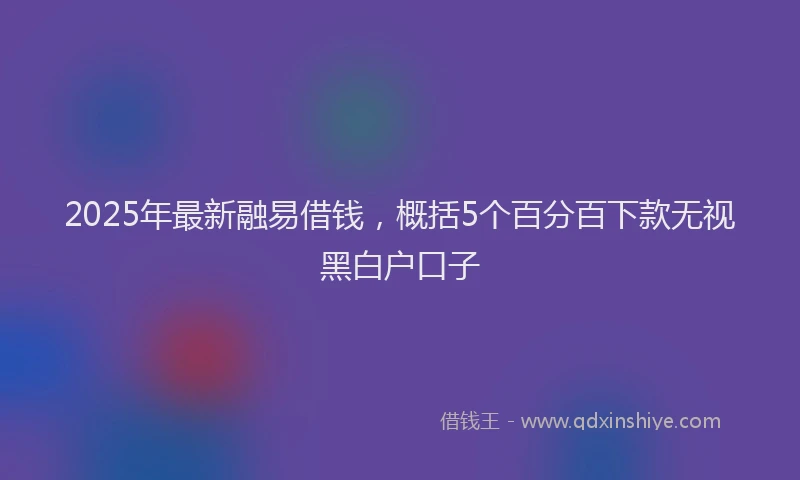 2025年最新融易借钱，概括5个百分百下款无视黑白户口子