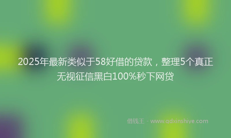 2025年最新类似于58好借的贷款，整理5个真正无视征信黑白100%秒下网贷