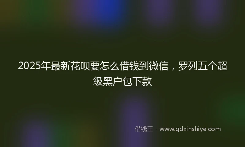 2025年最新花呗要怎么借钱到微信，罗列五个超级黑户包下款