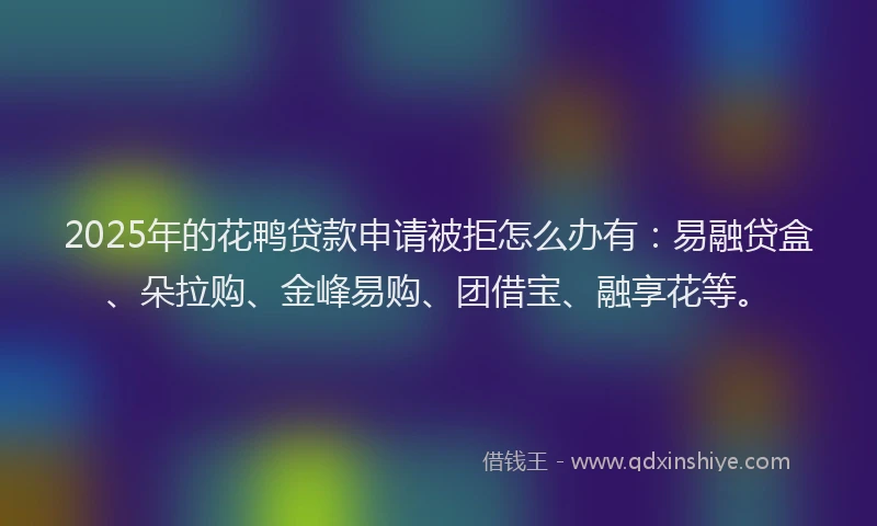 2025年的花鸭贷款申请被拒怎么办有：易融贷盒、朵拉购、金峰易购、团借宝、融享花等。
