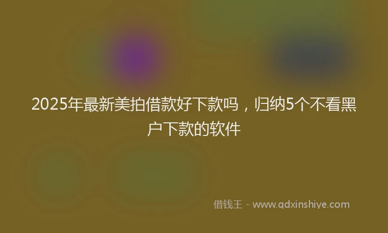 2025年最新美拍借款好下款吗，归纳5个不看黑户下款的软件