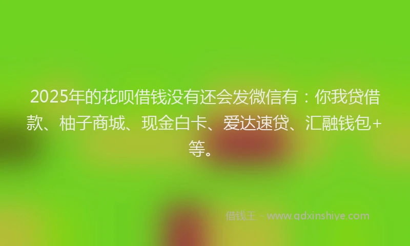2025年的花呗借钱没有还会发微信有：你我贷借款、柚子商城、现金白卡、爱达速贷、汇融钱包+等。