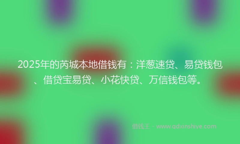 2025年的芮城本地借钱有：洋葱速贷、易贷钱包、借贷宝易贷、小花快贷、万信钱包等。
