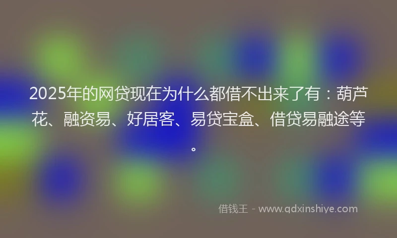 2025年的网贷现在为什么都借不出来了有：葫芦花、融资易、好居客、易贷宝盒、借贷易融途等。