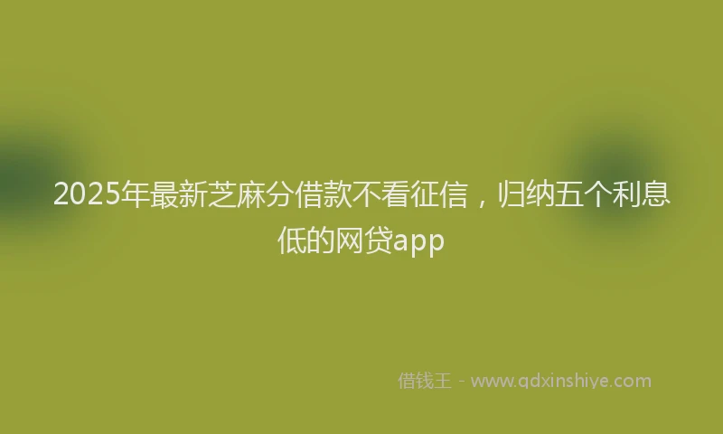 2025年最新芝麻分借款不看征信，归纳五个利息低的网贷app
