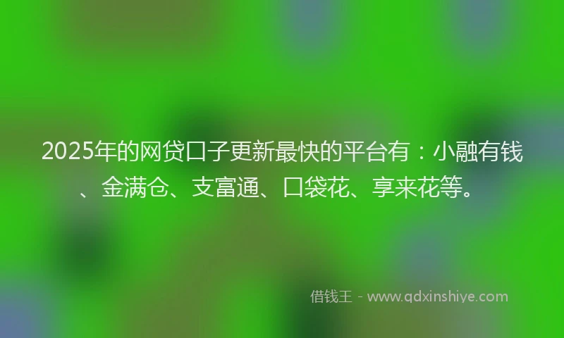 2025年的网贷口子更新最快的平台有：小融有钱、金满仓、支富通、口袋花、享来花等。
