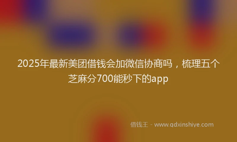 2025年最新美团借钱会加微信协商吗，梳理五个芝麻分700能秒下的app