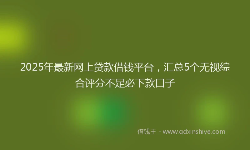 2025年最新网上贷款借钱平台，汇总5个无视综合评分不足必下款口子