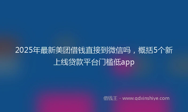 2025年最新美团借钱直接到微信吗，概括5个新上线贷款平台门槛低app