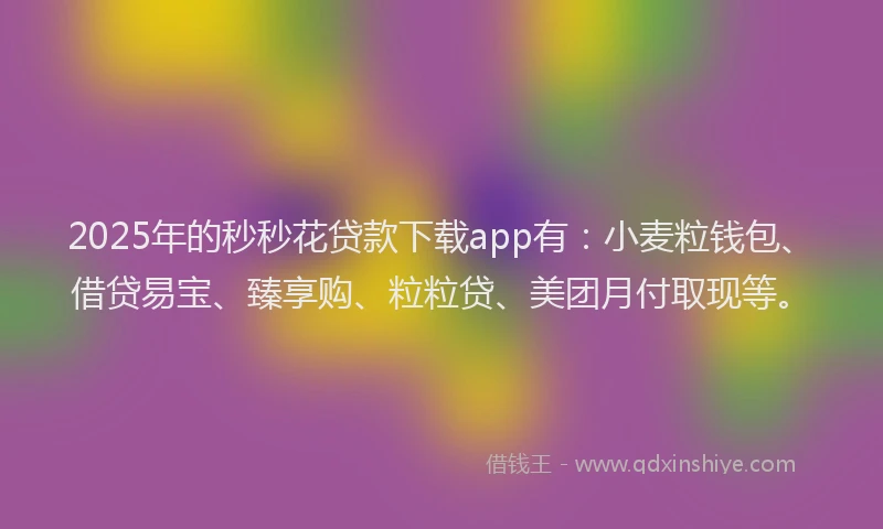2025年的秒秒花贷款下载app有：小麦粒钱包、借贷易宝、臻享购、粒粒贷、美团月付取现等。