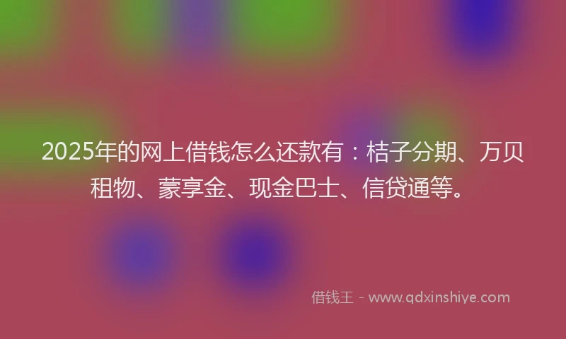 2025年的网上借钱怎么还款有：桔子分期、万贝租物、蒙享金、现金巴士、信贷通等。