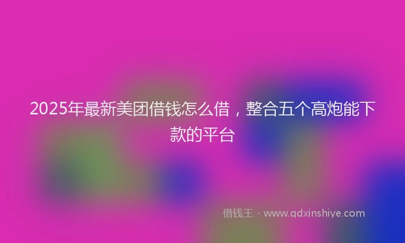 2025年最新美团借钱怎么借，整合五个高炮能下款的平台