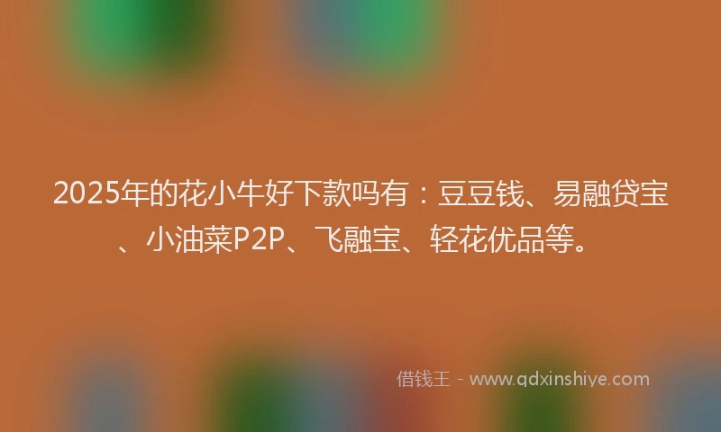 2025年的花小牛好下款吗有：豆豆钱、易融贷宝、小油菜P2P、飞融宝、轻花优品等。