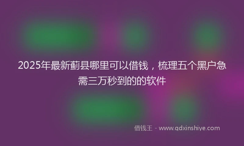 2025年最新蓟县哪里可以借钱，梳理五个黑户急需三万秒到的的软件