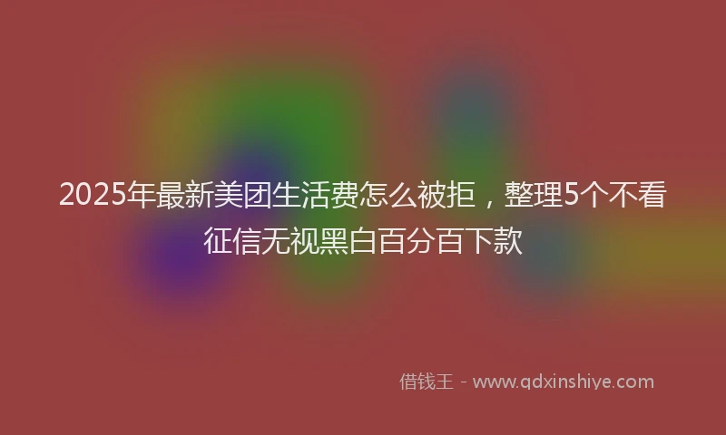 2025年最新美团生活费怎么被拒，整理5个不看征信无视黑白百分百下款
