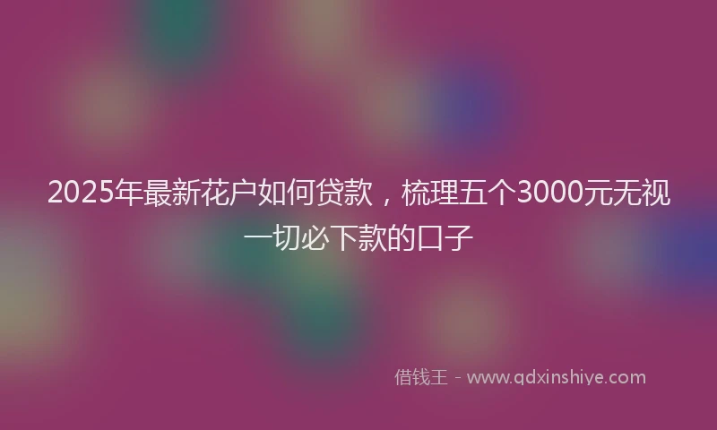 2025年最新花户如何贷款，梳理五个3000元无视一切必下款的口子