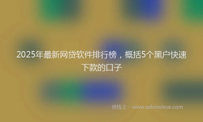 2025年最新网贷软件排行榜，概括5个黑户快速下款的口子