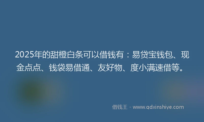 2025年的甜橙白条可以借钱有：易贷宝钱包、现金点点、钱袋易借通、友好物、度小满速借等。