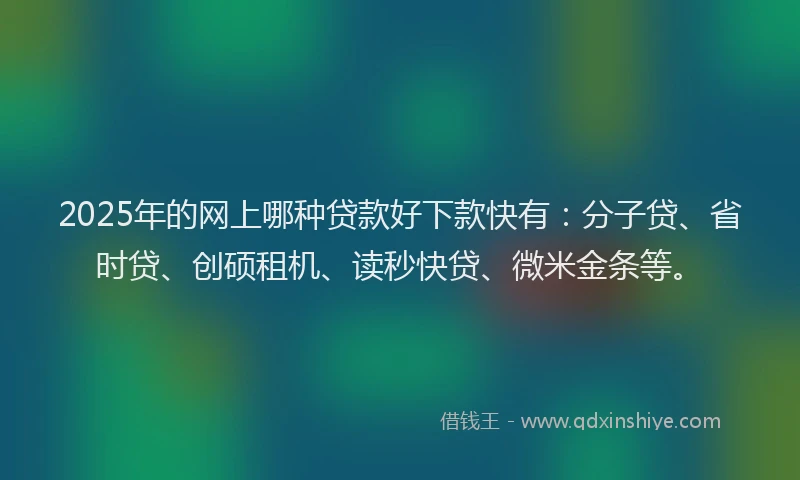 2025年的网上哪种贷款好下款快有：分子贷、省时贷、创硕租机、读秒快贷、微米金条等。