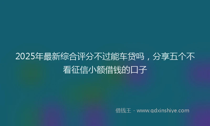2025年最新综合评分不过能车贷吗，分享五个不看征信小额借钱的口子