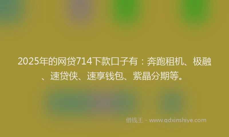 2025年的网贷714下款口子有：奔跑租机、极融、速贷侠、速享钱包、紫晶分期等。