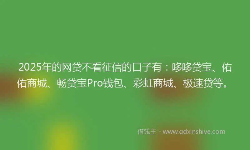 2025年的网贷不看征信的口子有：哆哆贷宝、佑佑商城、畅贷宝Pro钱包、彩虹商城、极速贷等。