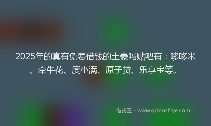 2025年的真有免费借钱的土豪吗贴吧有：哆哆米、牵牛花、度小满、原子贷、乐享宝等。